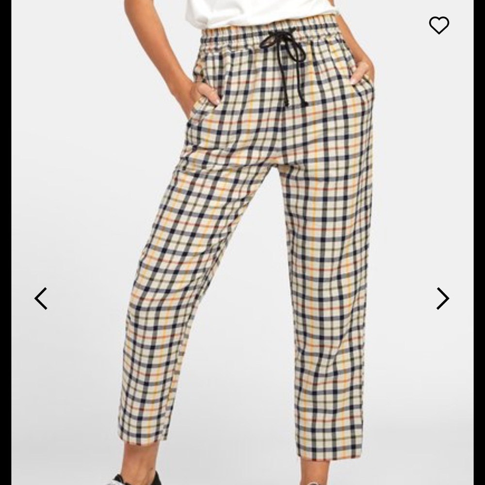 🔥 RVCA TETRAS PLAID HIGH RISE RETRO PANT FOR WOMEN 🔥 - Picture 10 of 12
